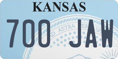 KS license plate 700JAW