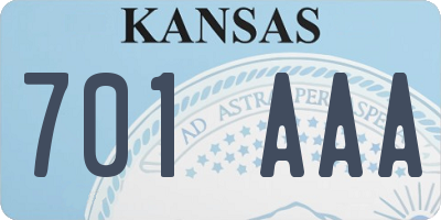 KS license plate 701AAA