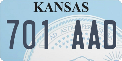 KS license plate 701AAD