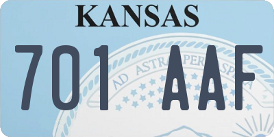 KS license plate 701AAF