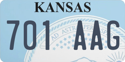 KS license plate 701AAG