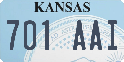 KS license plate 701AAI