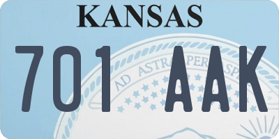 KS license plate 701AAK