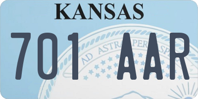 KS license plate 701AAR