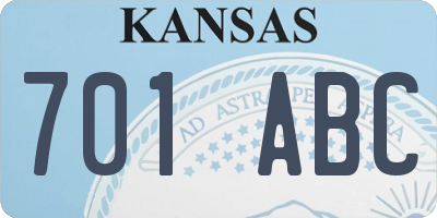 KS license plate 701ABC