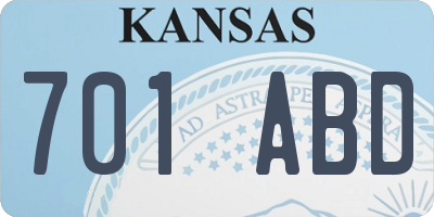 KS license plate 701ABD