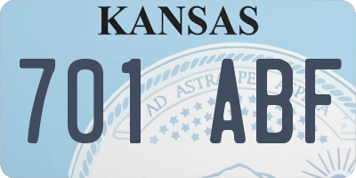 KS license plate 701ABF