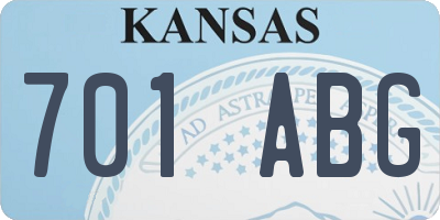 KS license plate 701ABG