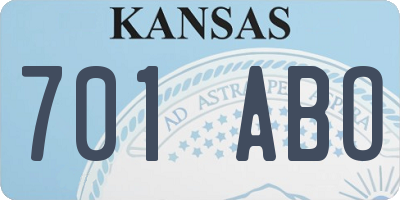 KS license plate 701ABO