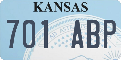 KS license plate 701ABP