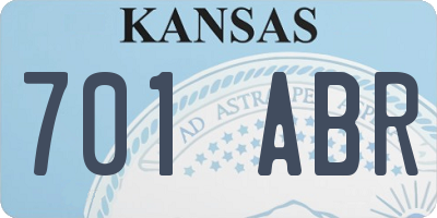 KS license plate 701ABR