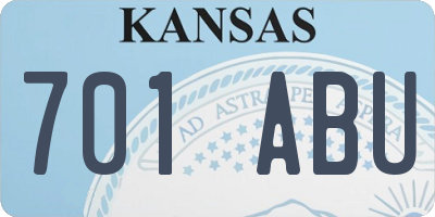 KS license plate 701ABU