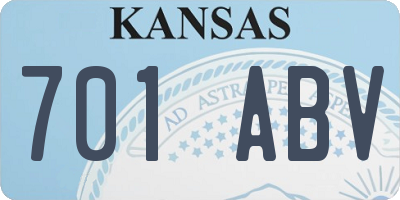 KS license plate 701ABV