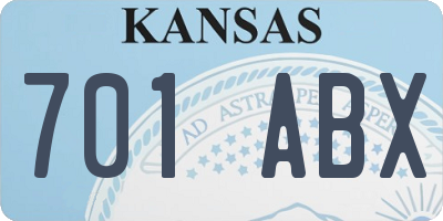 KS license plate 701ABX