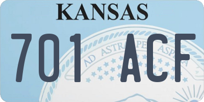 KS license plate 701ACF