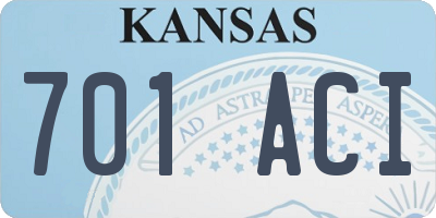 KS license plate 701ACI
