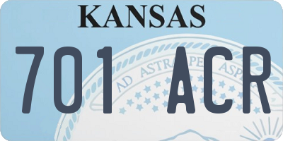 KS license plate 701ACR