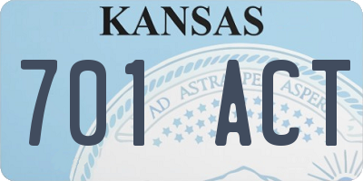 KS license plate 701ACT