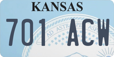 KS license plate 701ACW