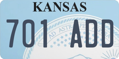 KS license plate 701ADD