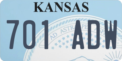 KS license plate 701ADW