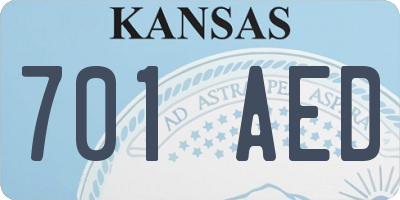 KS license plate 701AED