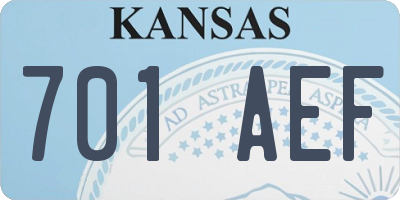 KS license plate 701AEF