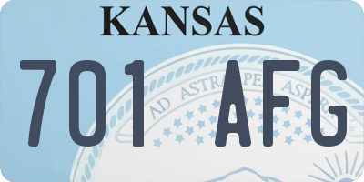 KS license plate 701AFG