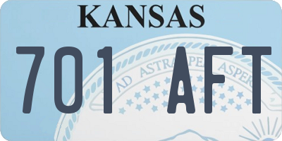 KS license plate 701AFT