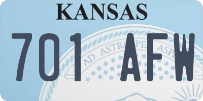 KS license plate 701AFW
