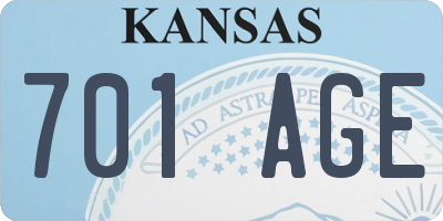 KS license plate 701AGE