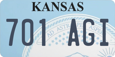 KS license plate 701AGI