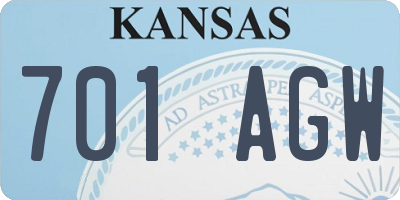 KS license plate 701AGW