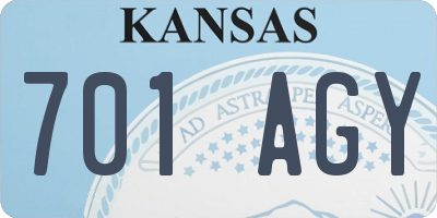 KS license plate 701AGY