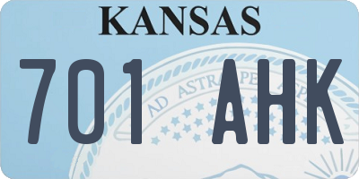 KS license plate 701AHK