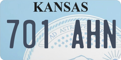 KS license plate 701AHN