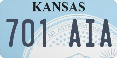 KS license plate 701AIA