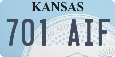 KS license plate 701AIF