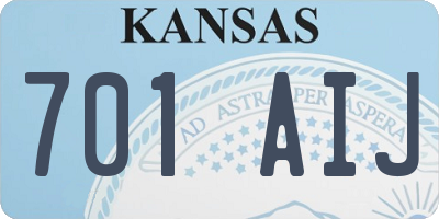 KS license plate 701AIJ