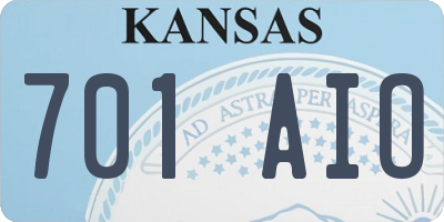 KS license plate 701AIO