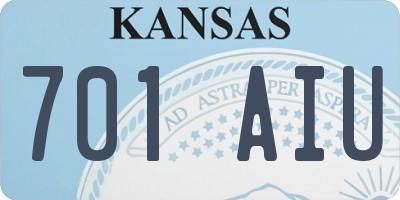 KS license plate 701AIU