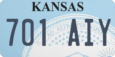 KS license plate 701AIY