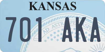 KS license plate 701AKA