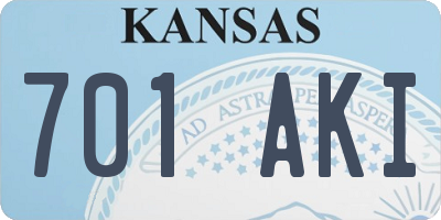 KS license plate 701AKI