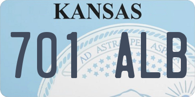 KS license plate 701ALB