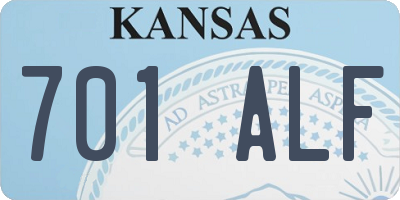 KS license plate 701ALF