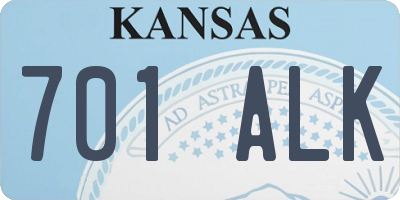 KS license plate 701ALK