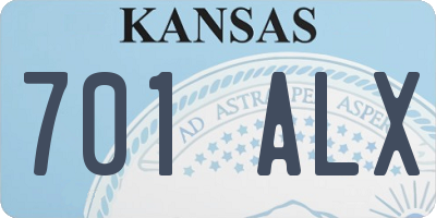 KS license plate 701ALX