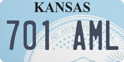 KS license plate 701AML