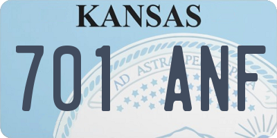 KS license plate 701ANF